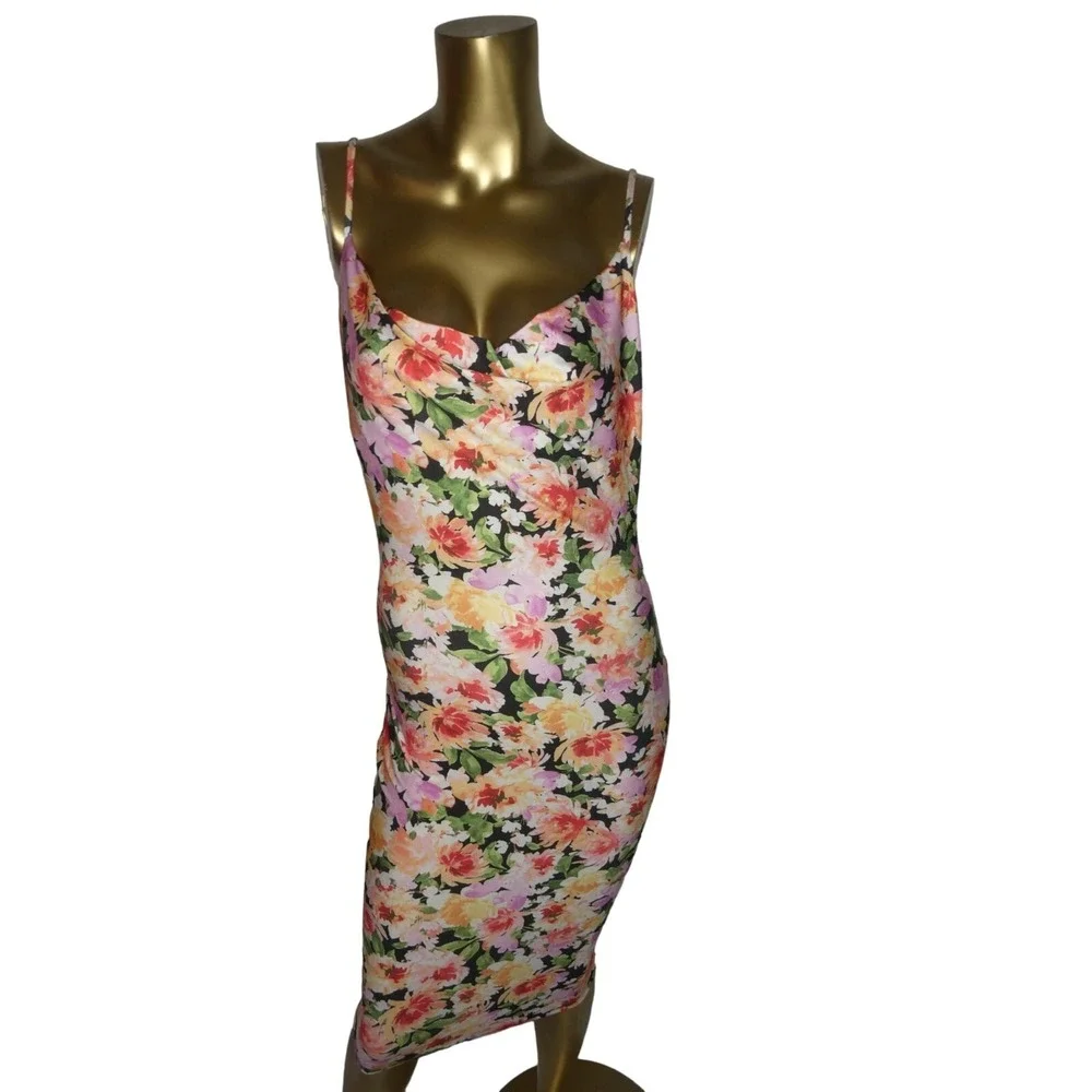IRIS Floral Print Midi Dress Women's Size Small New Flower Garden Cocktail Party